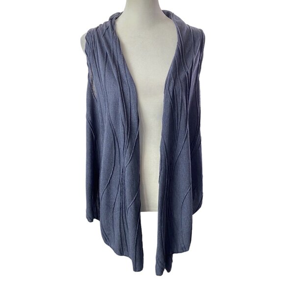 KATHMANDU Women Sleeveless Sweater Wave Textured Open Front One Size Blue 2-4 - Picture 2 of 12
